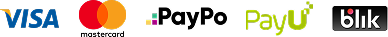Akceptujemy płatności: Visa, Mastercard, Payu, Blik, PayPo